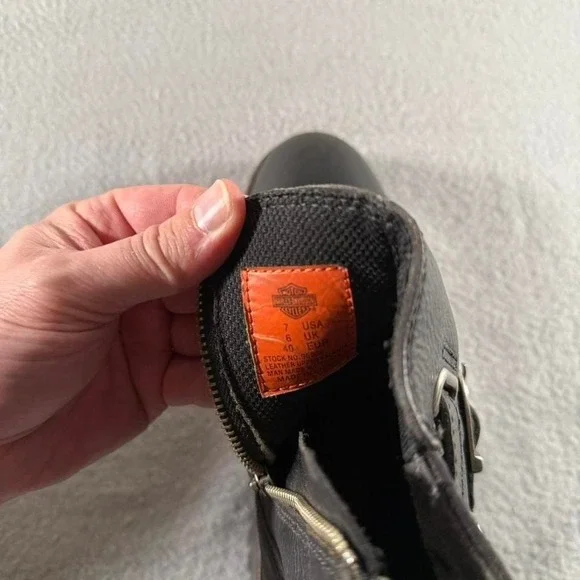 Women's Harley Davidson Black Leather Buckle Motorcycle Boots Biker Grunge 7 - Picture 7 of 7